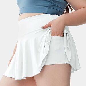 Halara Softlyzero Airy Cool Touch 2-in-1 Skirt Pocket Marvelous UPF 50+ White 1X